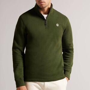 Ted Baker NWT Men's Kilbrun Half Zip High Neck Sweatshirt Size 7 (US 3XL) Green